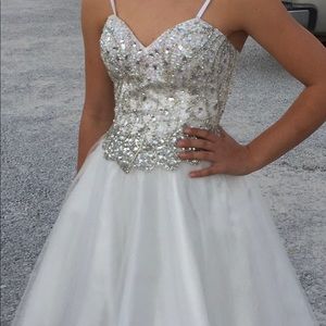 White Taffeta/Satin Semi-Formal with Sequin Bodice
